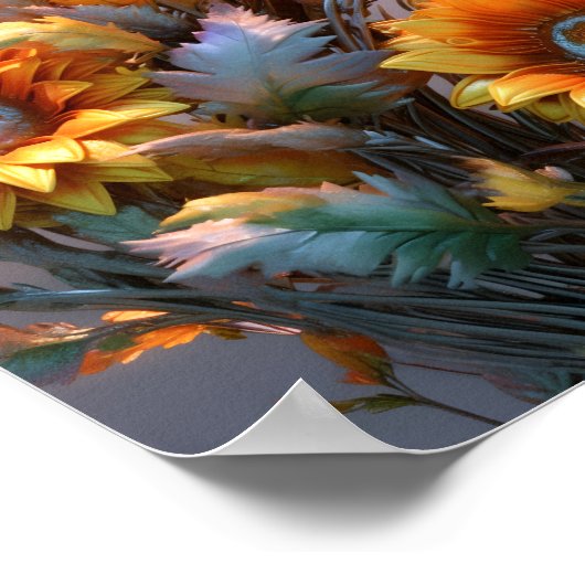 Elegant Common Sunflower Schöne Illustration Poster (Ecke)