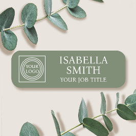 Elegant Company Logo Staff Name Tag Badges Green Namensschild