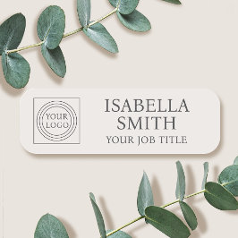 Elegant Company Logo Staff Name Tag Off-White Namensschild