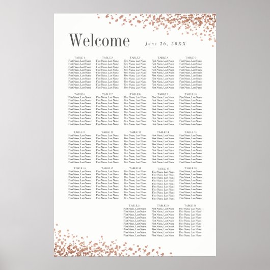 Elegant Confetti | 20 + Hochzeitstisch Poster (Vorne)