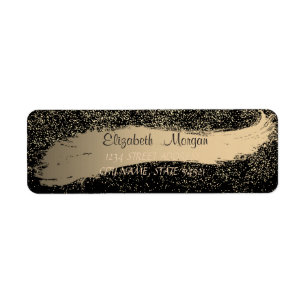 Elegant Confetti ,Brush Stroke,Black Address Label