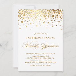Elegant Confetti Dots Gold Foil Family Wiedersehen Einladung