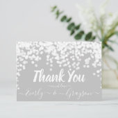 Elegant Confetti Fairy Lights Gray White Vielen Da Dankeskarte (Stehend Vorderseite)
