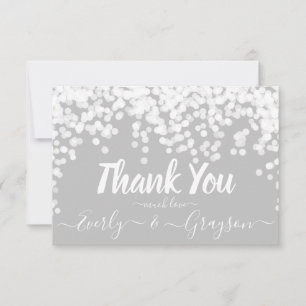 Elegant Confetti Fairy Lights Gray White Vielen Da Dankeskarte