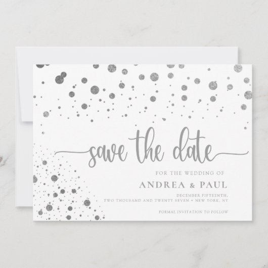 Elegant Confetti Foto Wedding Save the Date (Vorderseite)