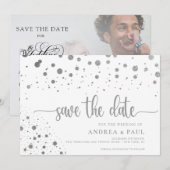 Elegant Confetti Foto Wedding Save the Date (Vorne/Hinten)