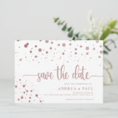 Elegant Confetti Foto Wedding Save the Date (Stehend Vorderseite)
