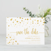 Elegant Confetti Foto Wedding Save the Date (Stehend Vorderseite)