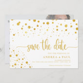 Elegant Confetti Foto Wedding Save the Date (Vorne/Hinten)