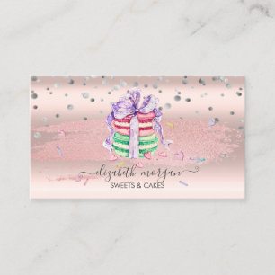 Elegant Confetti, Glitzer Brush Stroke, Macarons Visitenkarte