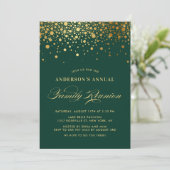 Elegant Confetti Gold Foil Green Family Wiedersehe Einladung (Stehend Vorderseite)