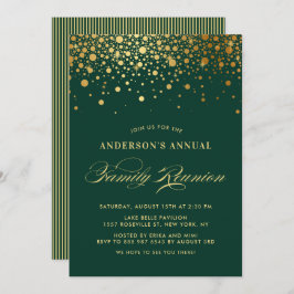 Elegant Confetti Gold Foil Green Family Wiedersehe Einladung
