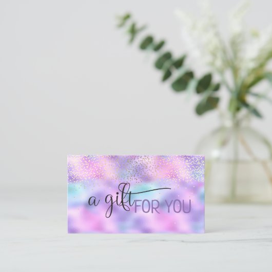 Elegant Confetti Holographic Iridescent Rabattkarte (Stehend Vorderseite)