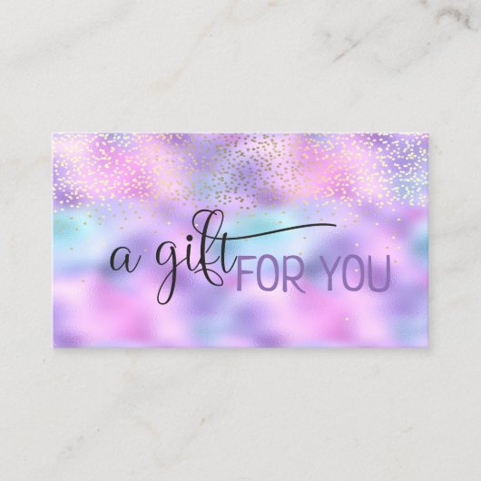 Elegant Confetti Holographic Iridescent Rabattkarte (Vorderseite)