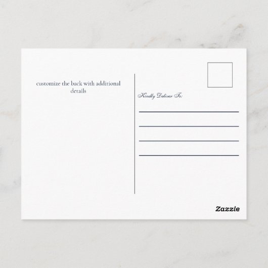 Elegant Confirmation Navy Blue Gold Einladung Postkarte (Rückseite)