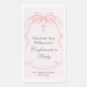 Elegant Confirmation Party Pink Bow Ribbon Custom Serviette (Vorderseite)