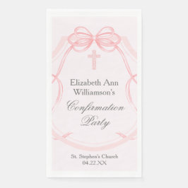 Elegant Confirmation Party Pink Bow Ribbon Custom Serviette