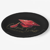 Elegant Congrats Grad Artwork in Red, Gold & Black Pappteller (Schrägansicht)