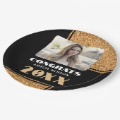 Elegant Congrats Graduate Gold Glitter Photo  Pappteller (Schrägansicht)