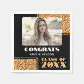 Elegant Congrats Graduate Gold Glitter Photo   Serviette (Vorderseite)