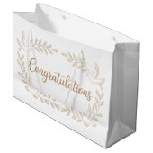 Elegant "Congratulations" Greeting with Doves  Große Geschenktüte (Vorderseite Schrägansicht)