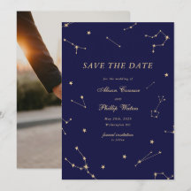 Elegant Constellation Blue And Gold Wedding