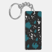 Elegant Contrast – Teal & Black Abstract Keychain Schlüsselanhänger (Vorderseite links)