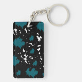 Elegant Contrast – Teal & Black Abstract Keychain Schlüsselanhänger (Rückseite)