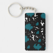 Elegant Contrast – Teal & Black Abstract Keychain Schlüsselanhänger (Vorderseite)