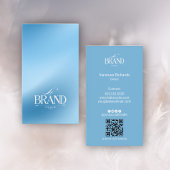 Elegant Cool Icy Blue Smooth Gradient QR Code Logo Visitenkarte
