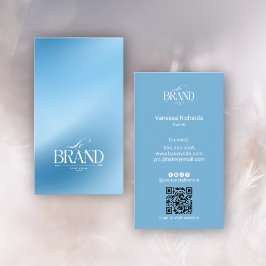 Elegant Cool Icy Blue Smooth Gradient QR Code Logo Visitenkarte