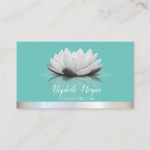 Elegant Cool Lotus Silberstreifen Türkis Yoga Visitenkarte