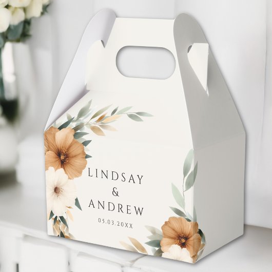 Elegant Copper Earthy Botanical Beige Wedding Geschenkschachtel