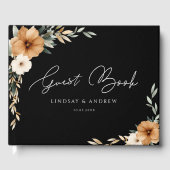 Elegant Copper Earthy Botanical Black Wedding Gästebuch (Vorderseite)
