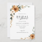 Elegant Copper & Earthy Botanical Bridal Shower Einladung (Vorderseite)