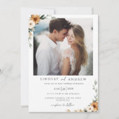 Elegant Copper & Earthy Botanical Photo Einladung (Vorderseite)