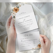 Elegant Copper & Earthy Botanical Wedding All In One Einladung