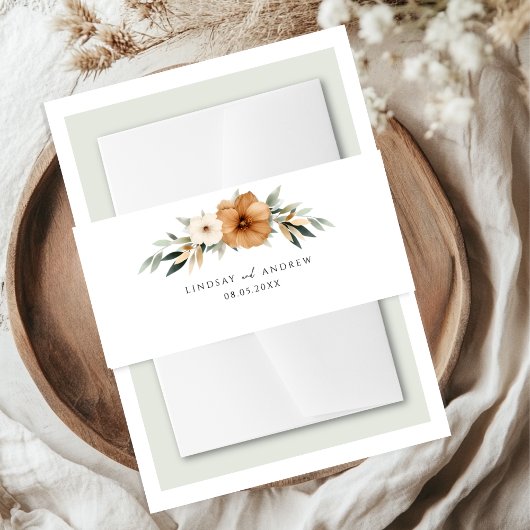 Elegant Copper & Earthy Botanical Wedding Einladungsbanderole