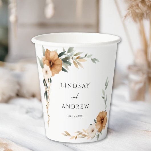 Elegant Copper & Earthy Botanical Wedding Pappbecher