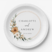 Elegant  Copper Earthy Botanical Wedding  Pappteller (Vorderseite)