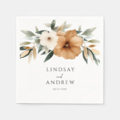 Elegant Copper & Earthy Botanical Wedding Serviette (Vorderseite)