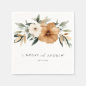 Elegant Copper & Earthy Botanical Wedding Serviette (Vorderseite)