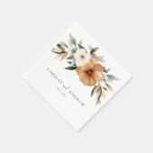 Elegant Copper & Earthy Botanical Wedding Serviette (Ecke)