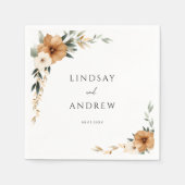 Elegant Copper & Earthy Botanical Wedding Serviette (Vorderseite)