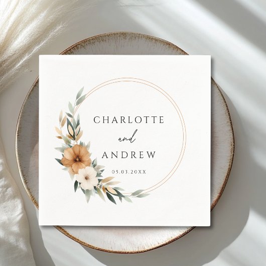 Elegant Copper & Earthy Botanical Wedding  Serviette