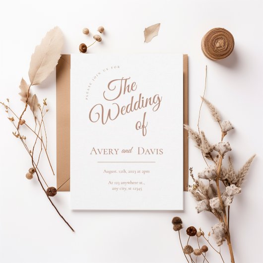 Elegant Copper Script Wedding Invitation Einladung