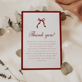 Elegant Coquette Bow Checkered Graduation Party Dankeskarte