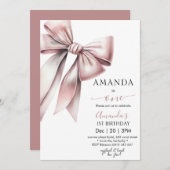 Elegant Coquette Bow Girl Birthday Einladung (Vorne/Hinten)