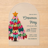 Elegant coquette bows christmas tree party  acryleinladungen (Vorderseite)