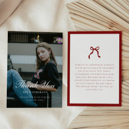 Elegant Coquette Classic Wine Red Graduation Photo Dankeskarte